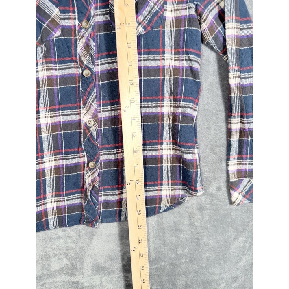 BROWNY Kids Flannel Shirt Blue Red Plaid Cotton Long Sleeve Button Up - Picture 5 of 6